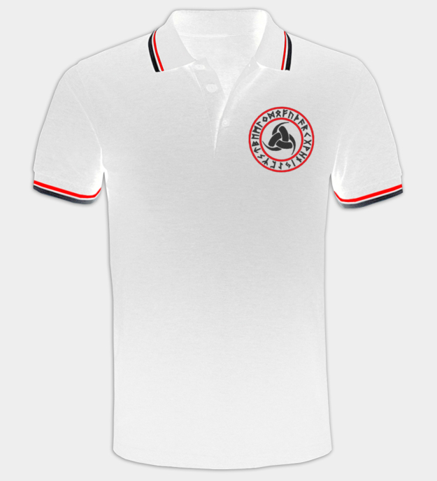 Tricou polo brodat Tripla cornu a lui Odin