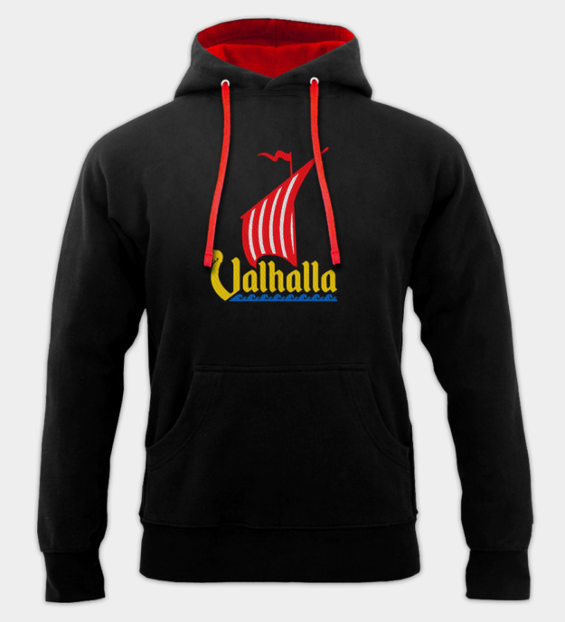 Hanorac cu capușă, brodat Nava Dragonului Viking