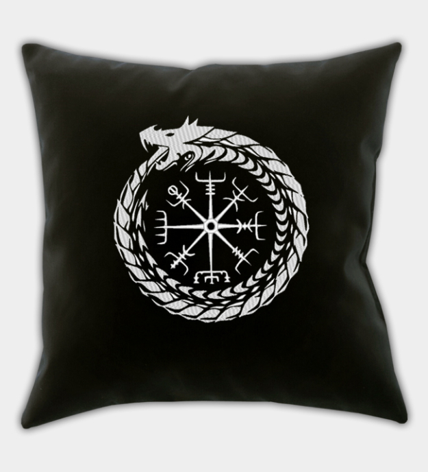 Husă de pernă brodată Midgard Șarpe