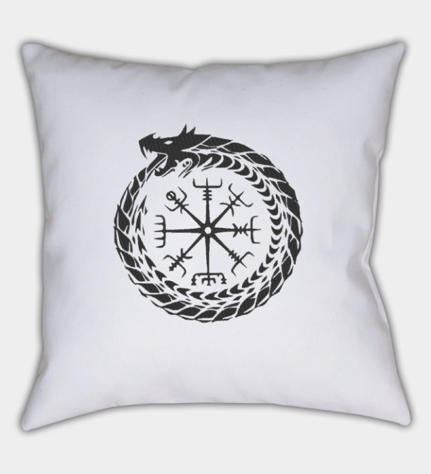 Husă de pernă brodată Midgard Șarpe